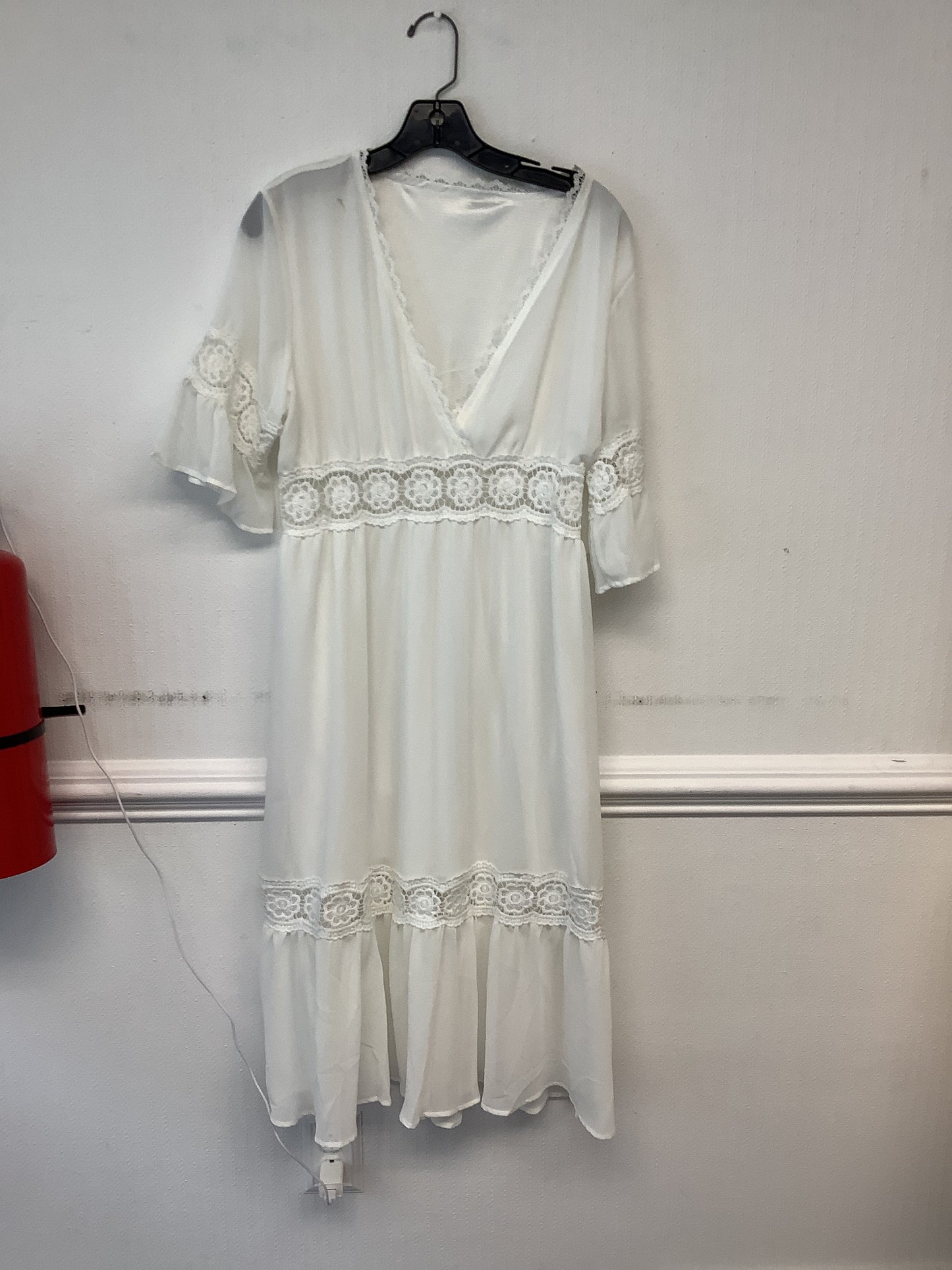 Boho White Lace Midi Dress XL