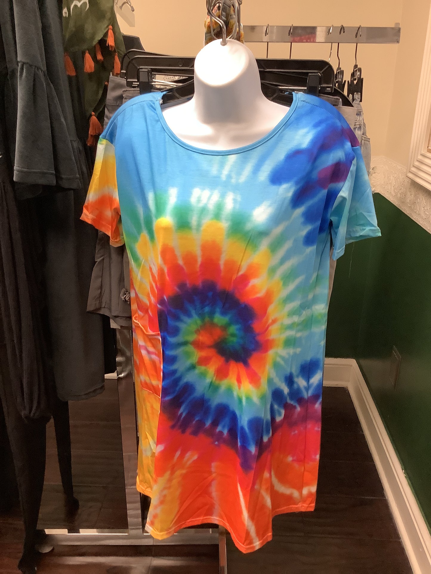 Tie Dye Skew Neck Knotted