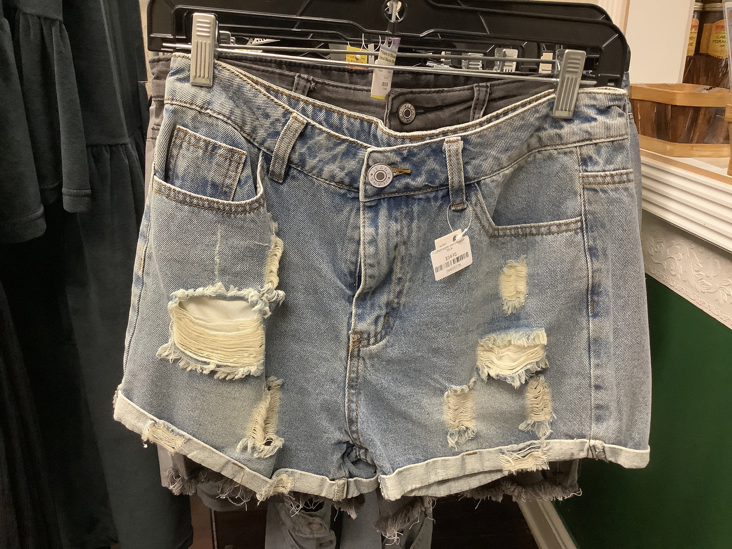Cuffed Worn Denim Large Blue