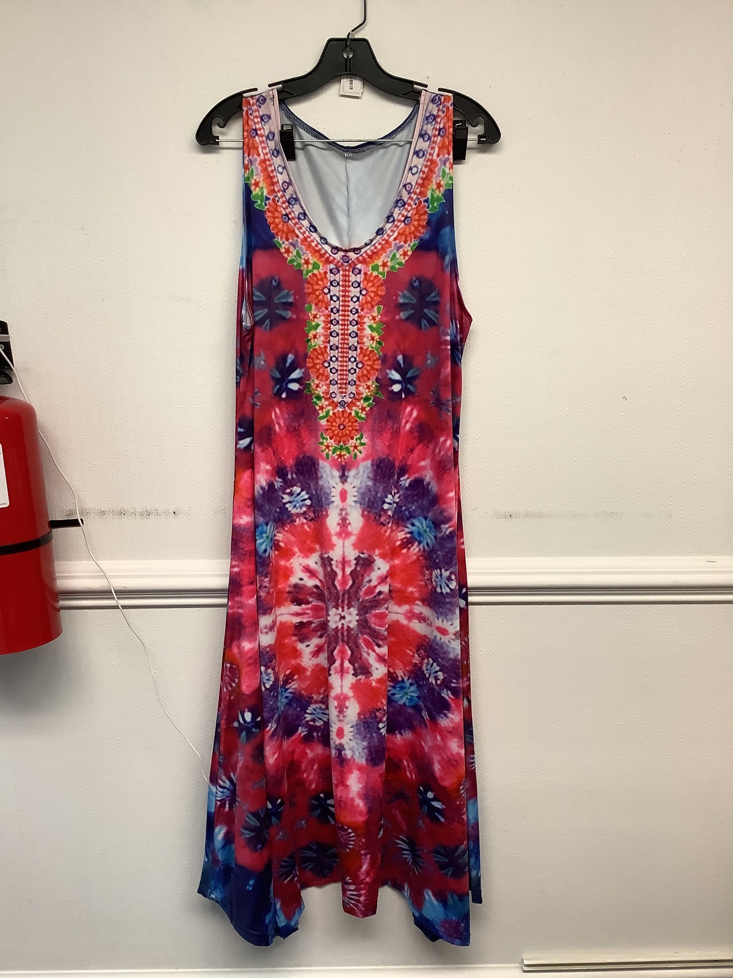 Long Tie Dye V-Neck Dress 2XL