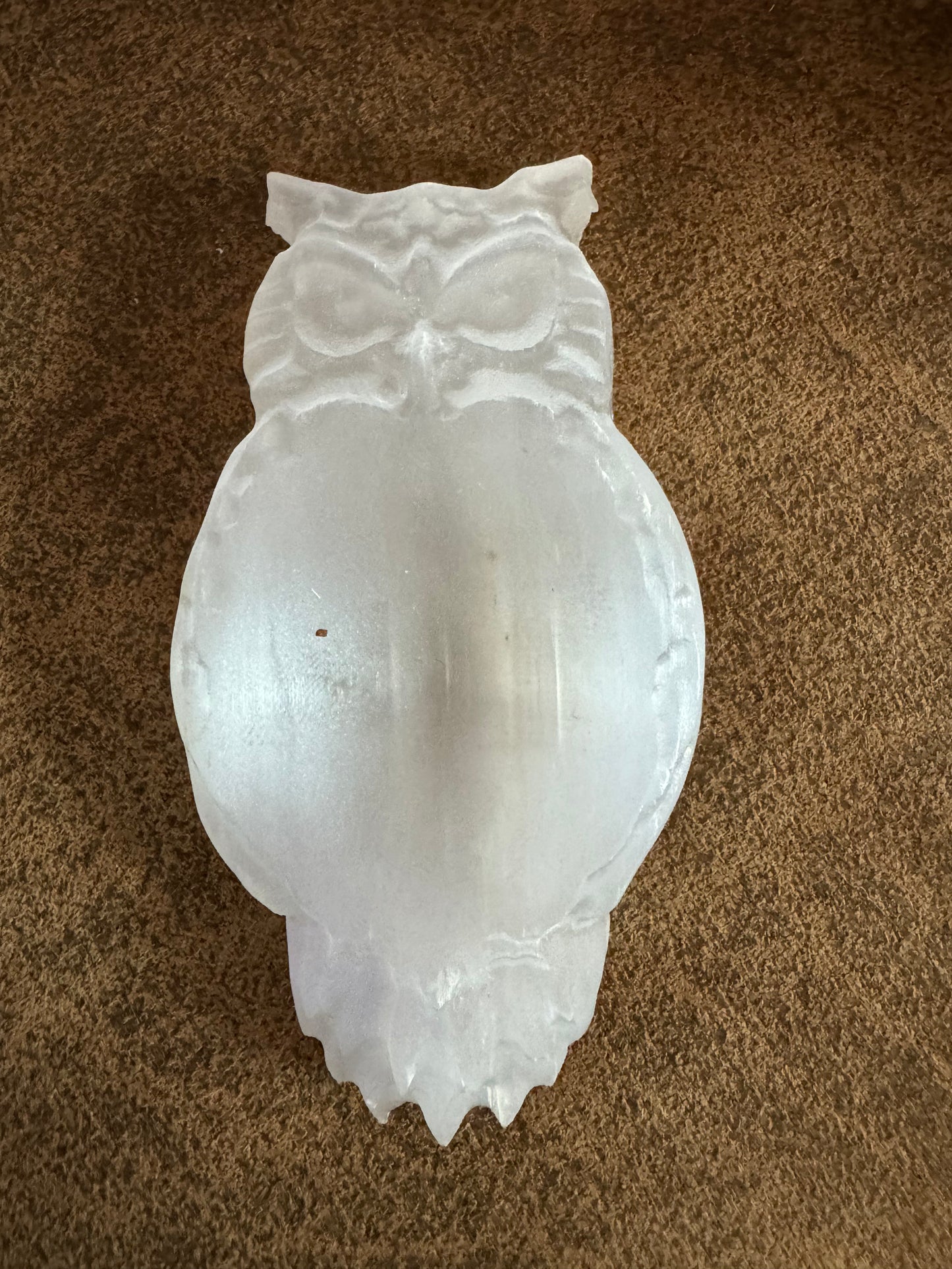 Natural Selenite Owl Dish