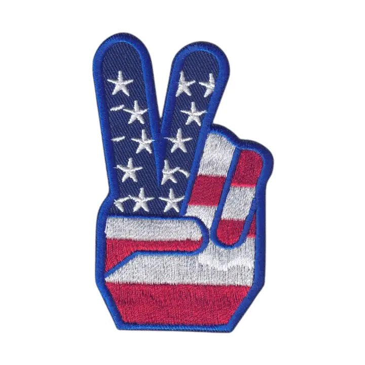 USA Peace Fingers Patch