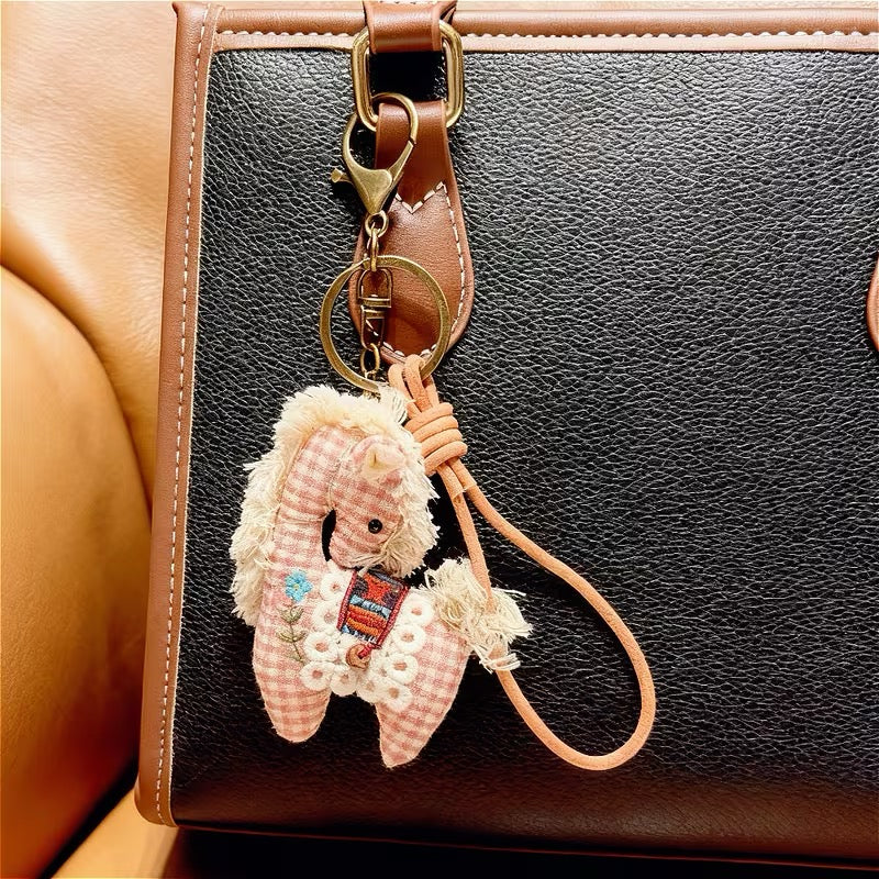 Ethnic-style Embroidered Pony Keychain