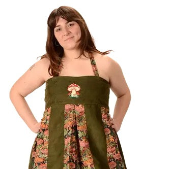 Garden of Mushroom Open Back Apron Dress