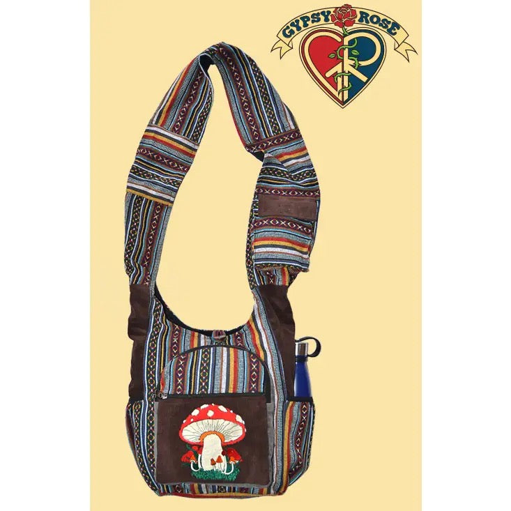 Corduroy Gheri Emb'd Mushroom Crossbody Bag