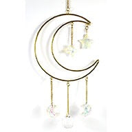 Crescent Moon w/ Stones Wall Hanging