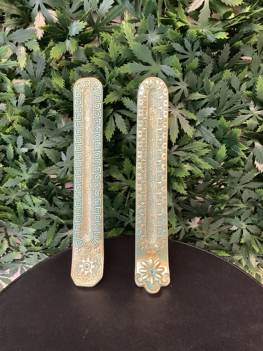 Turquoise & Gold Burner 10"