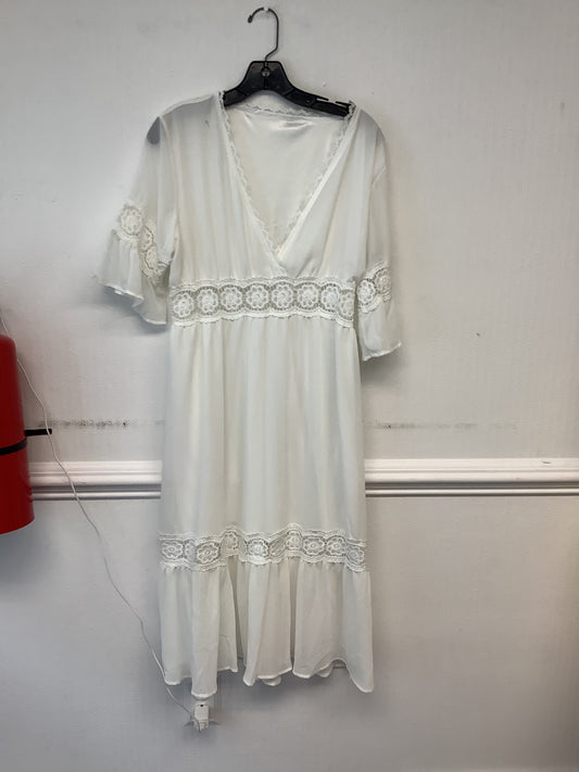Boho White Lace Midi Dress XL