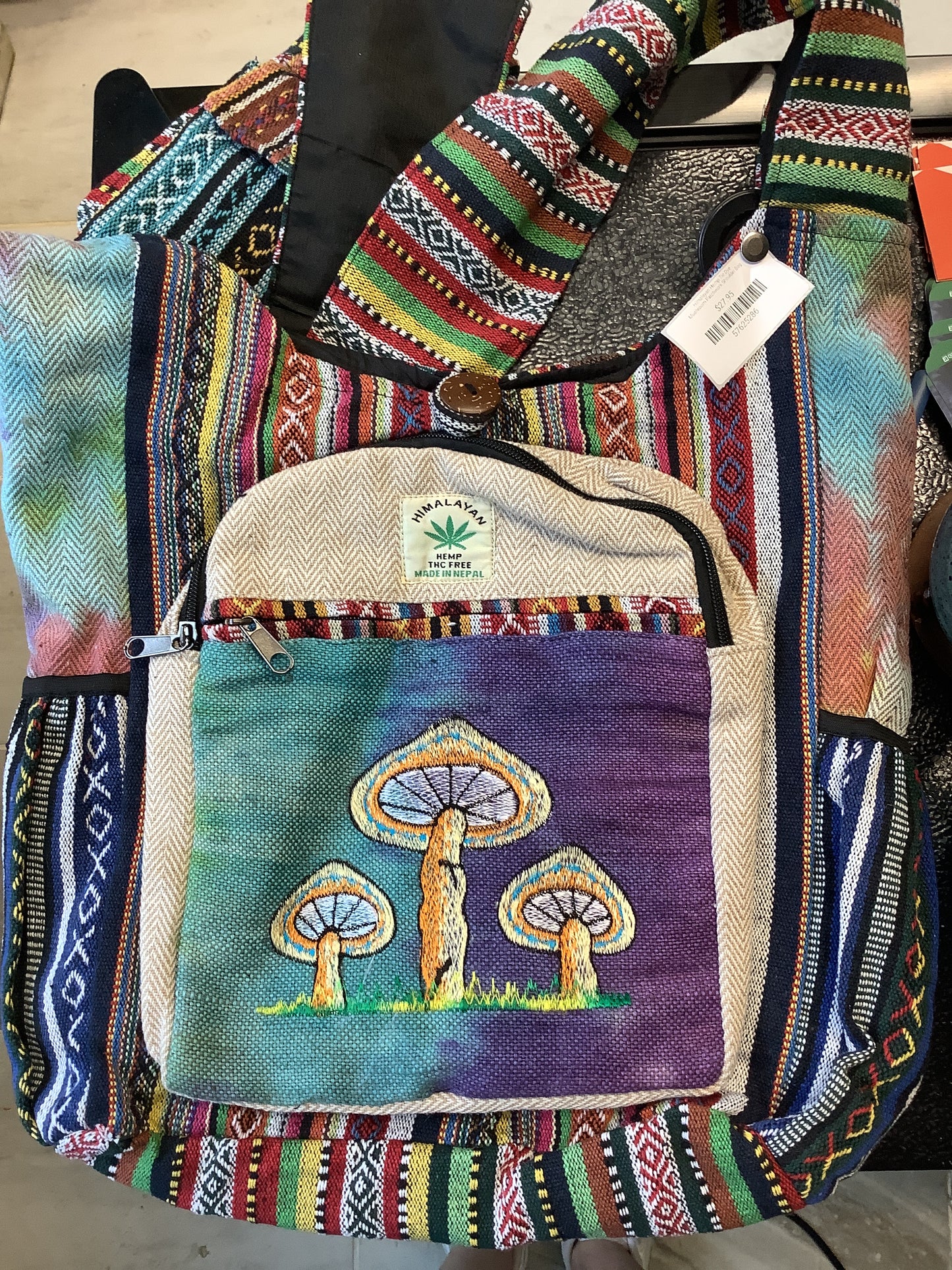 Himalayan Hemp Tie Dye Mushroom Patchwork Shoulder Bag