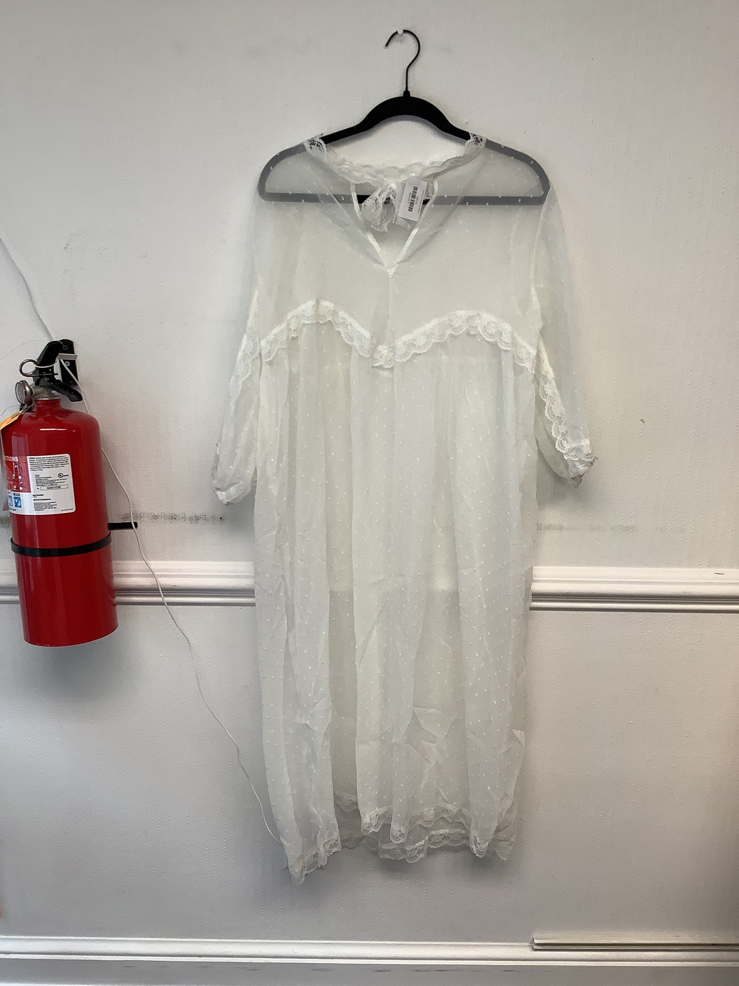 Lace 3/4 Sleeve Maxi Dress Large White