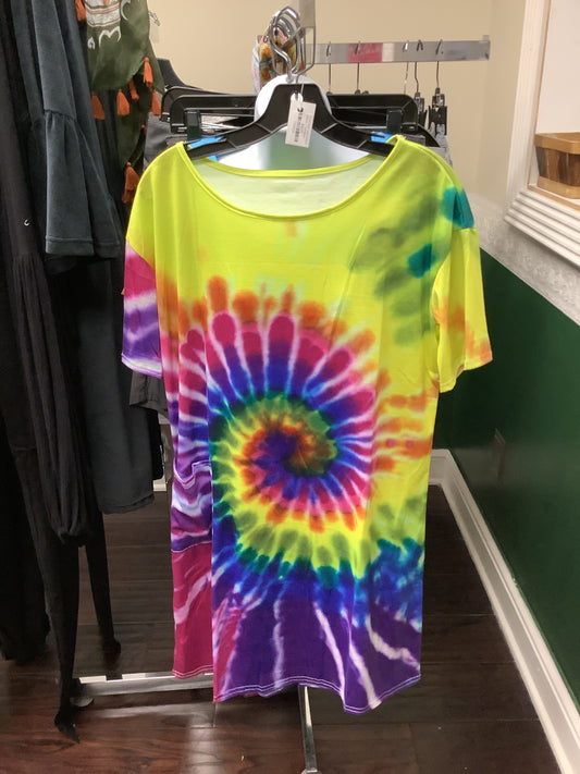 Tie Dye Skew Neck Knotted