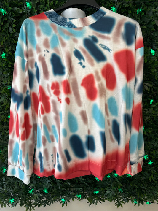 Instyletees - long sleeve tie-dye Pullover 2XL (Blue & Peach)