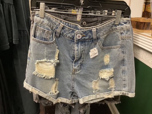 Cuffed Worn Denim Large Blue