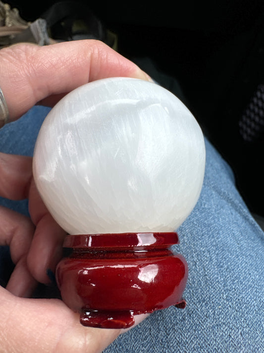 Selenite Crystal Sphere w/ base