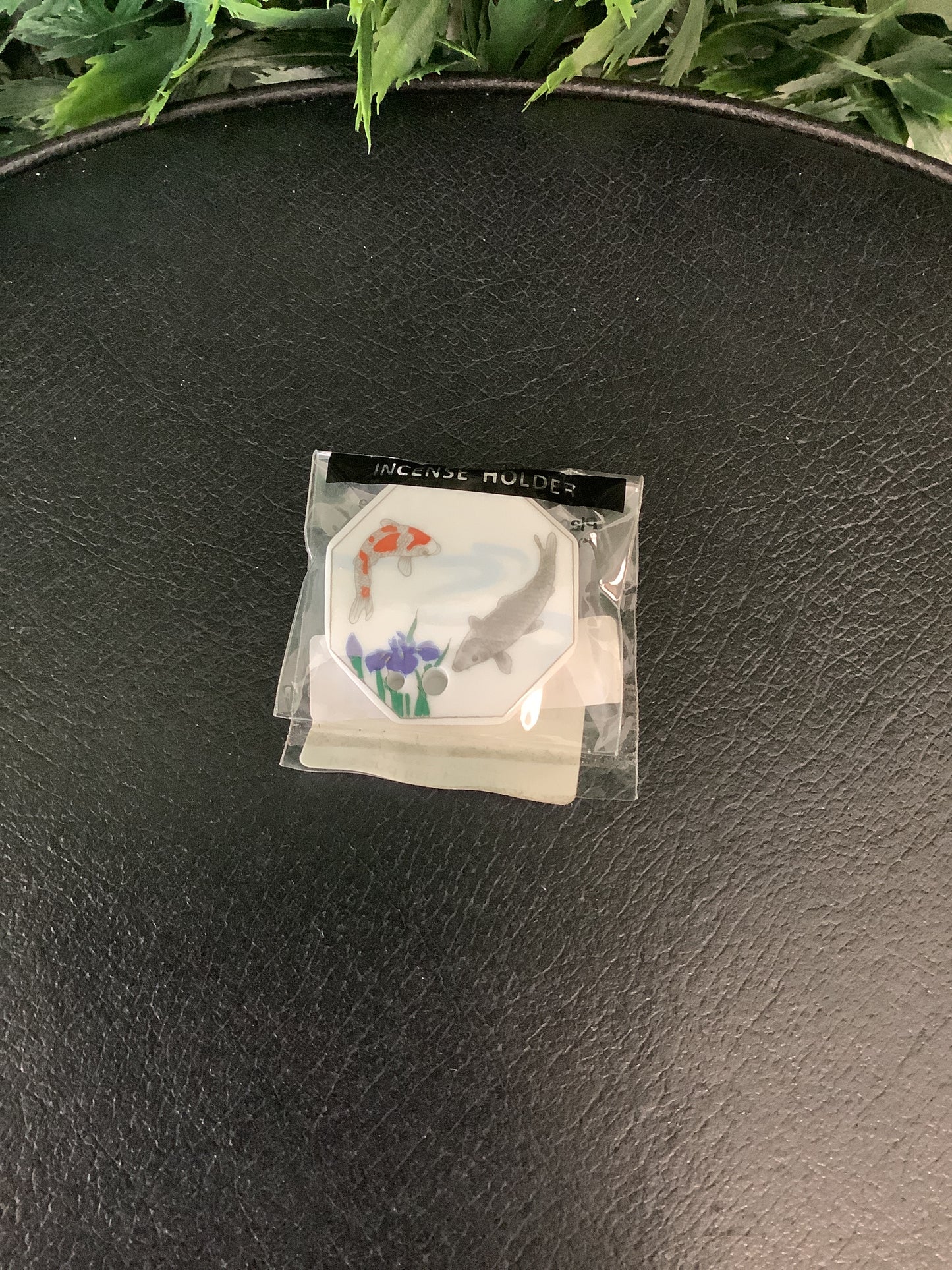 Iris and Fish Porcelain Incense Holder