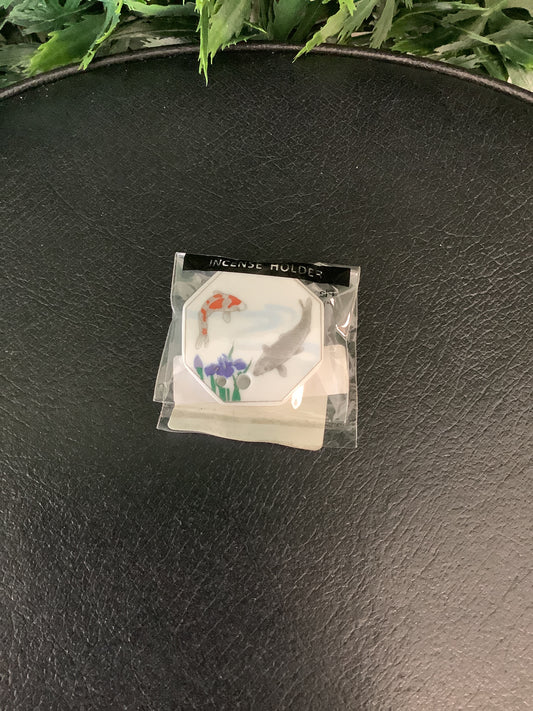 Iris and Fish Porcelain Incense Holder