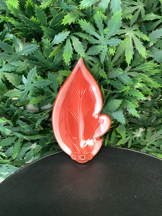 Crimson Ceramic Incense Leaf