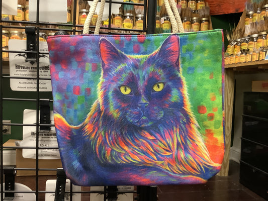 Psychedelic Rainbow Black Cat Jute