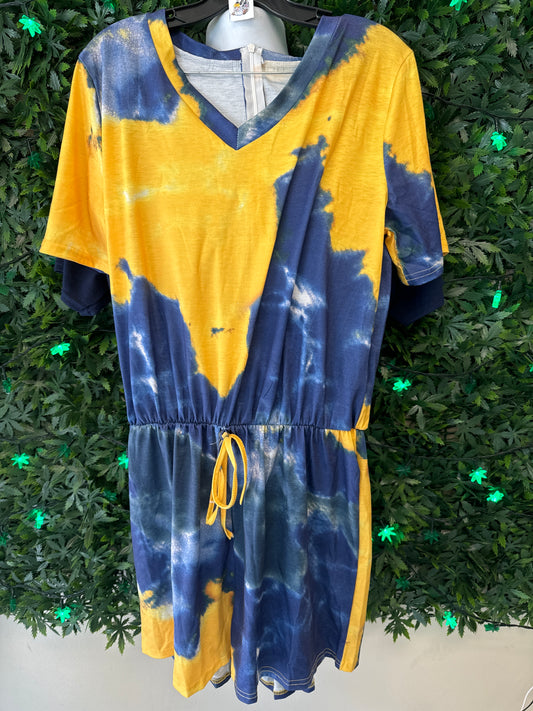 Tie Dye Zipper Romper XL
