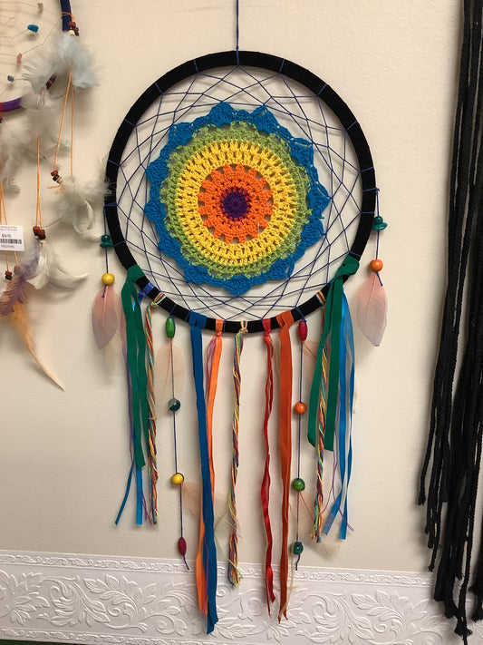 Rainbow Crochet Dreamcatcher