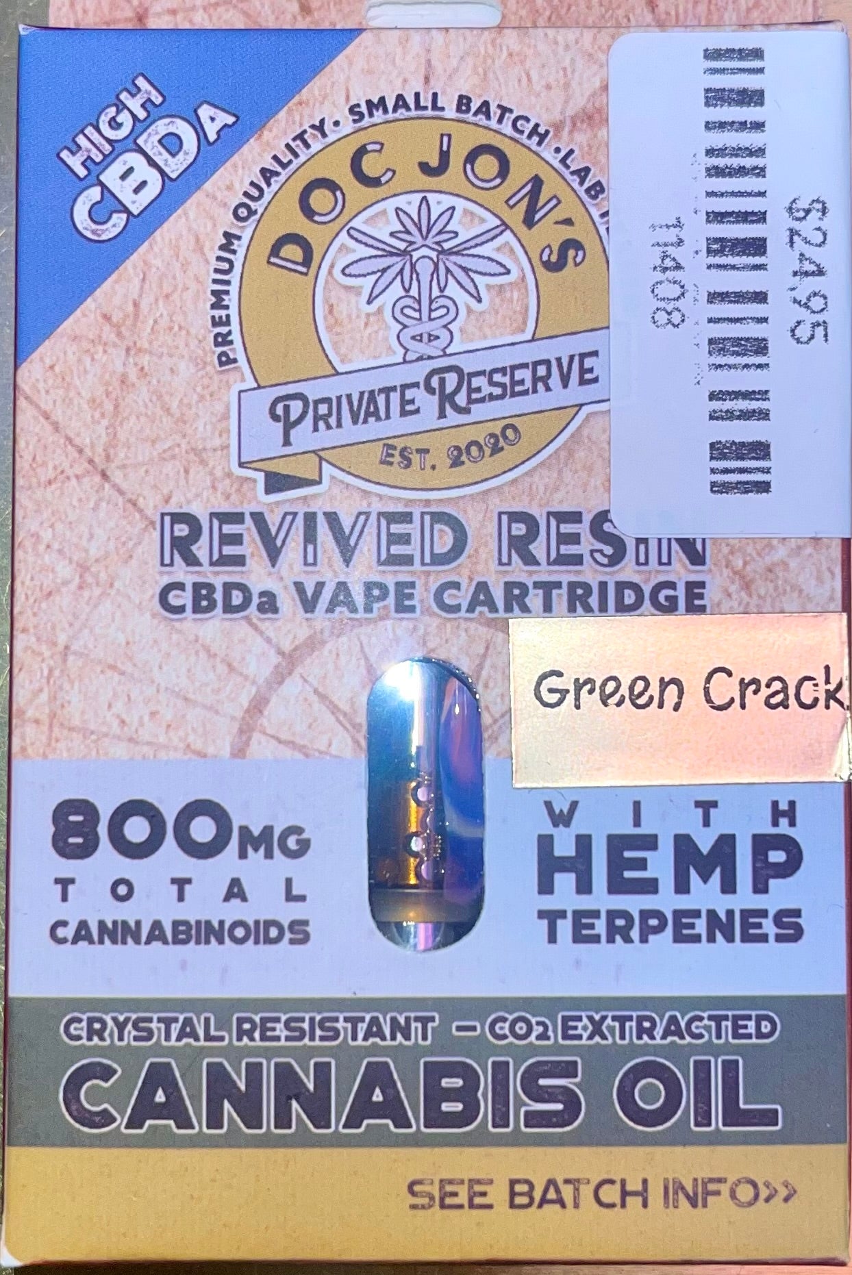 Doc Jon's CBDa Revived Resin Cartridge