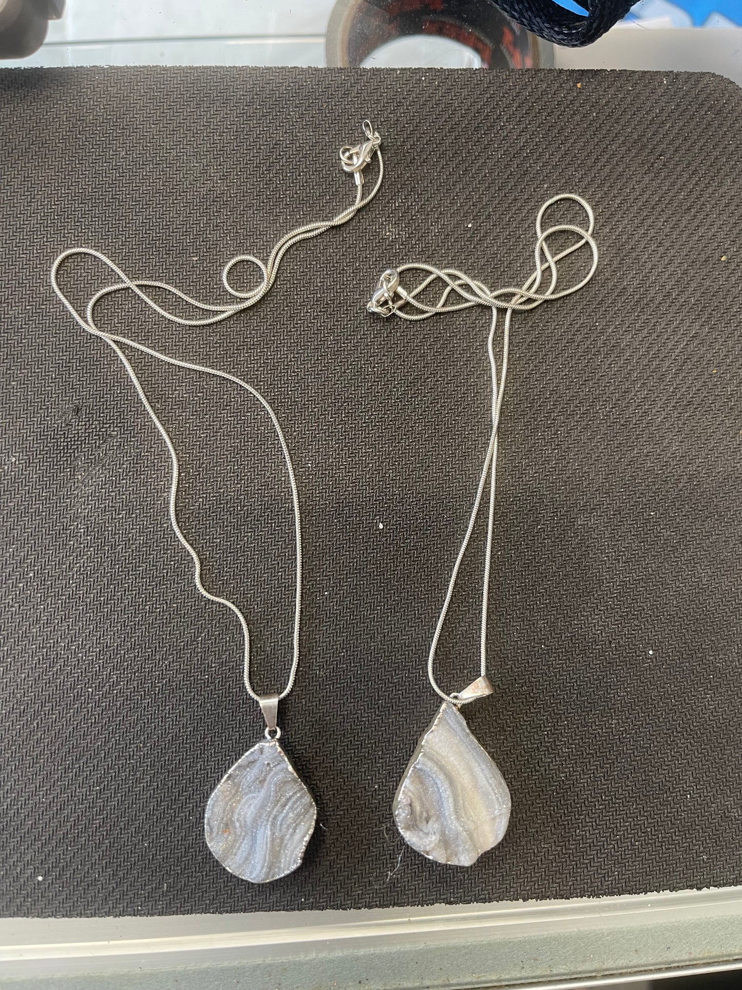 Silver Agate Pendant Necklace