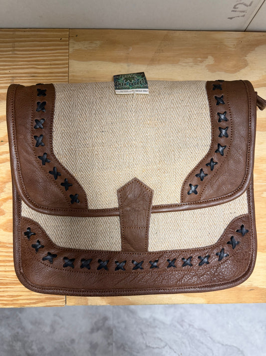 El Paso Leather & Hemp Cotton Shoulder Bag