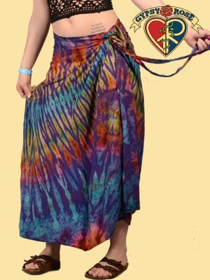 Midnight Hour Tye Dye Rayon Wrap Skirt