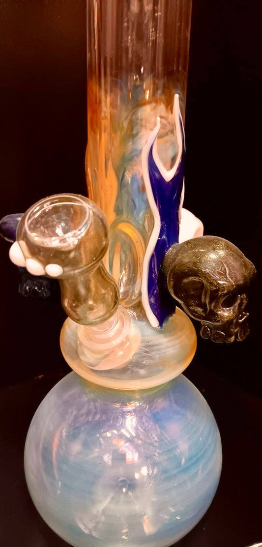 Trident Glass Skull Water Pipe