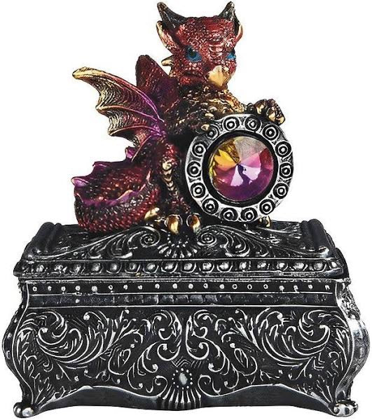 4" Red Baby Dragon Trinket Box