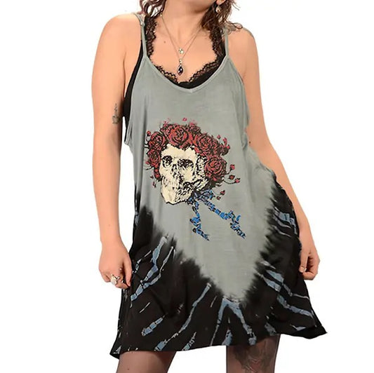 GD Skull & Roses Tye Dye Mini Tank Dress