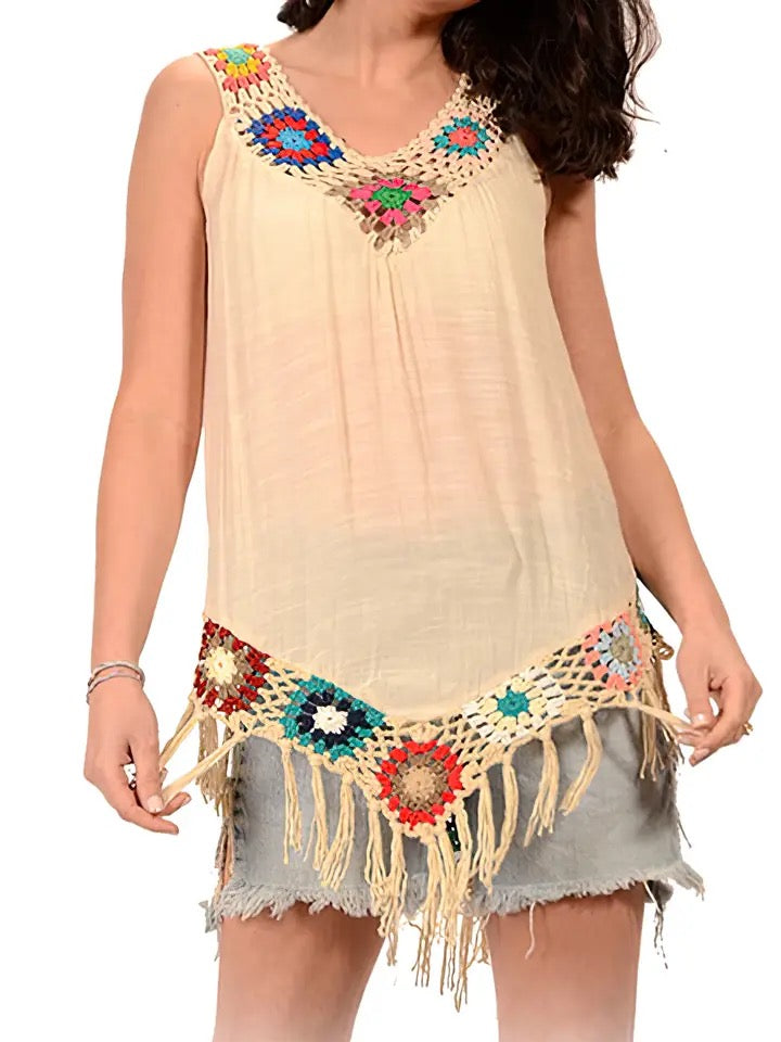 Free Fallin' Crochet Fringe Blouse
