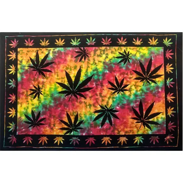 Cannabis Leaves Tye Dye Twin Tapestry