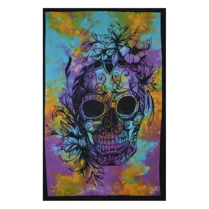 Tye Dye Calvara Skull Twin Tapestry