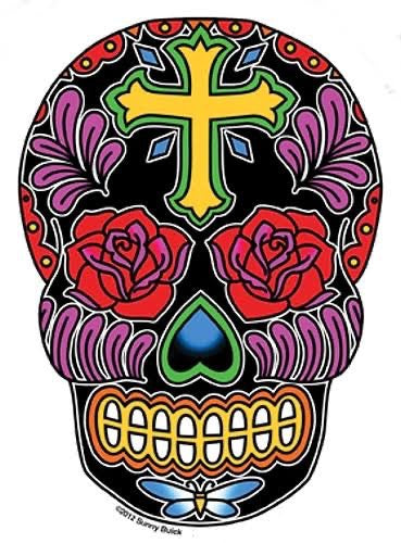 Rose Cross Sugar Skull Sticker