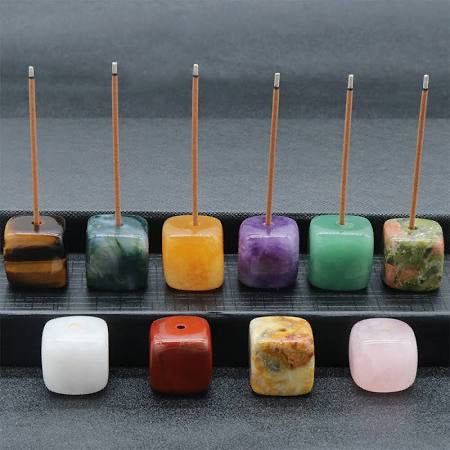Natural Crystal Stone Cube Incense Burner