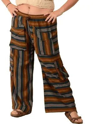 Cotton Striped Flare Pants