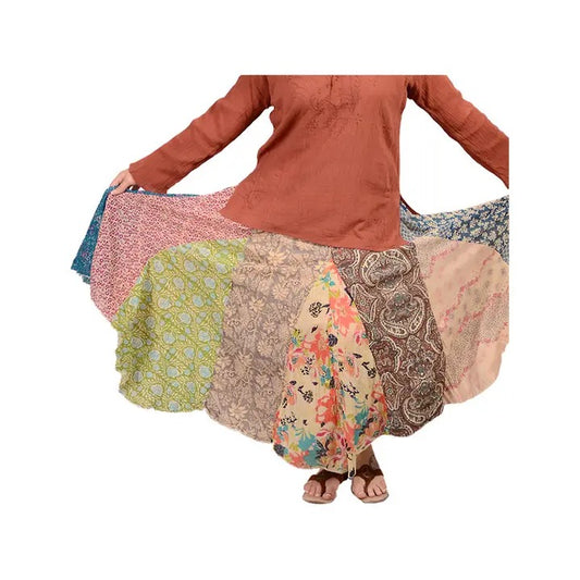 Lady Madonna Indian Print Patch Panel Skirt