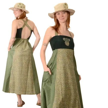 Calico Cord Open Back w/ Dancing Bear Dress