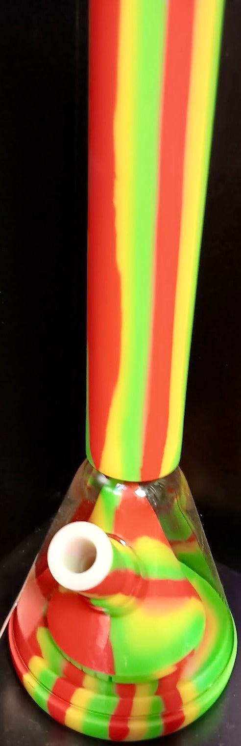 Striped Silicone/Glass Water Pipe