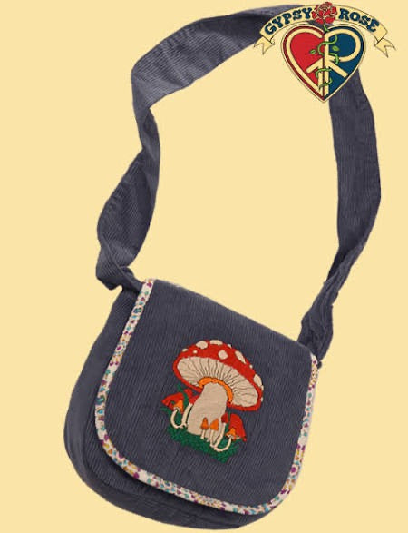 Mushroom Emb'd Corduroy Gumdrop Bag