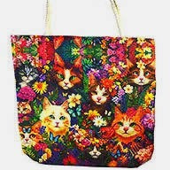 Cat & Flowers Tote Bag