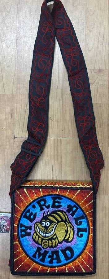 We're All Mad Here Cheshire Cat  Hand Emb'd Messenger Bag