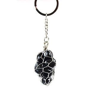 Black Obsidian Wire Bag Keychain